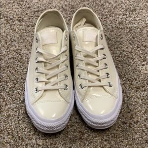 Creamy white leather converse